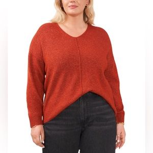 Vince Camuto Plus Size Cozy V-Neck Long Sleeve Sweater